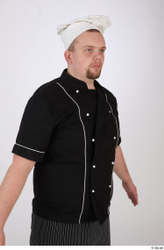 Whole Body Man White Uniform Chubby Bearded Studio photo references